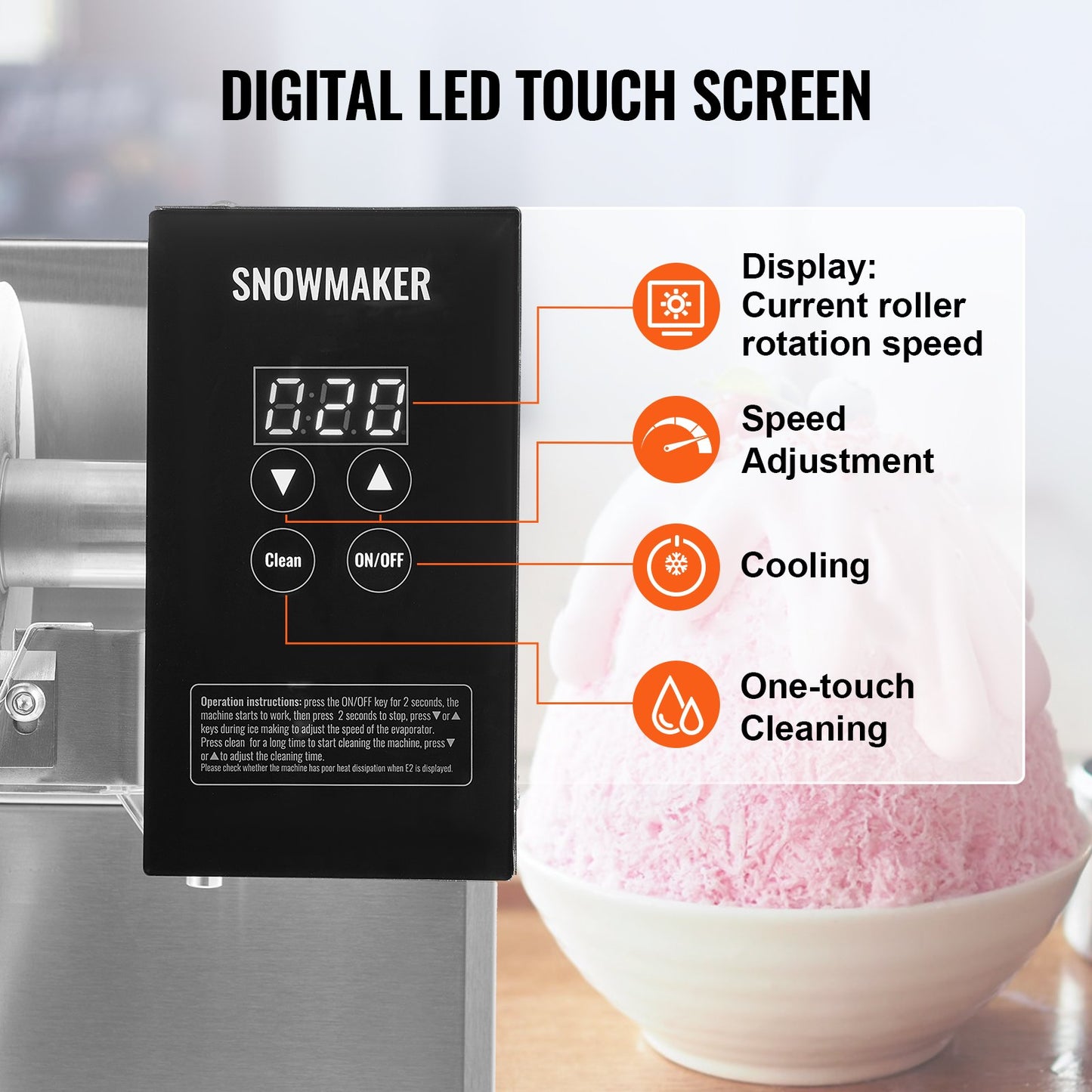 Gewerbliche Schneeflocken-Eismaschine, 170 kg/24 h, Eismaschine mit Edelstahl-Eisraspel, elektrische Schneekegelmaschine, Luftkühlsystem für schnelle Wärmeableitung, für Bäckereien und Cafés