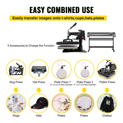 5-in-1-Digital-Heißpresse (15" x 12") und Vinylschneider (53") mit Signmaster-Software