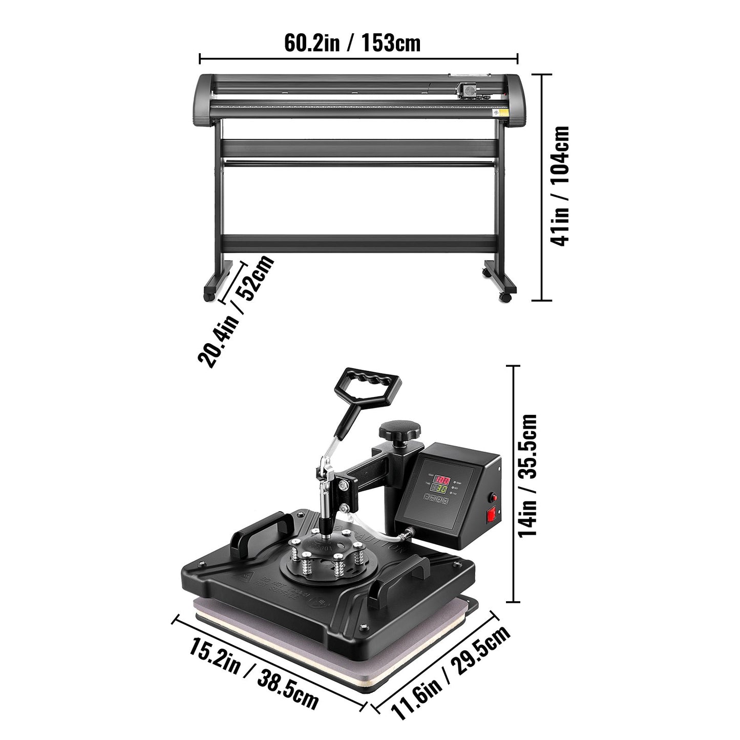 5-in-1-Digital-Heißpresse (15" x 12") und Vinylschneider (53") mit Signmaster-Software