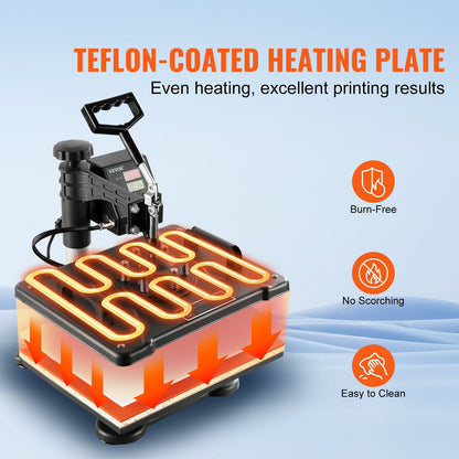 VEV 8-in-1-Heißpresse (38 x 30 cm) – Multifunktionale Transferpresse für T-Shirts, Tassen, Hüte und Teller – Sublimationsdruck