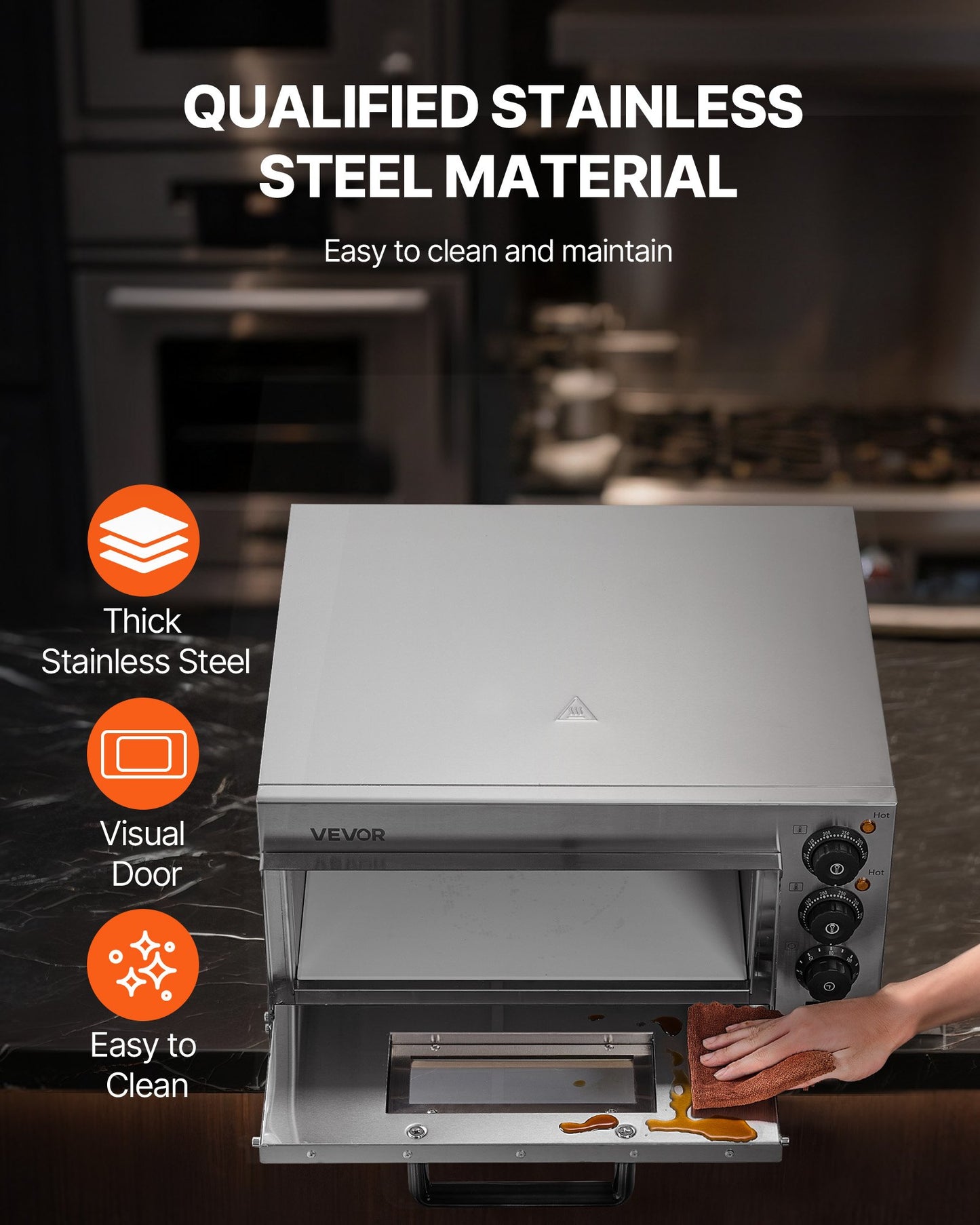 Gewerblicher Tischpizzaofen, elektrischer Pizzaofen für 40,6 cm Pizzen, für den Innenbereich