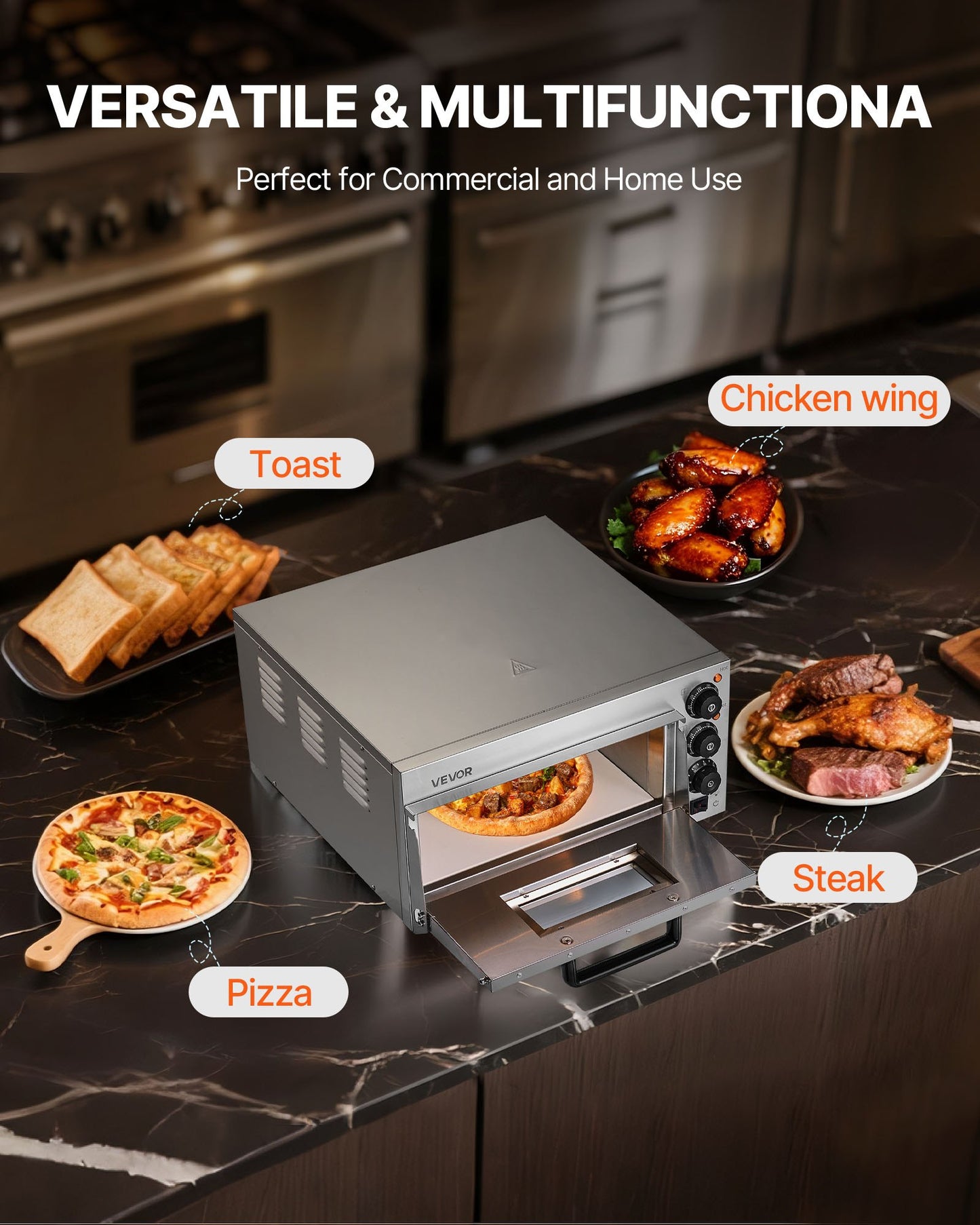 Gewerblicher Tischpizzaofen, elektrischer Pizzaofen für 40,6 cm Pizzen, für den Innenbereich