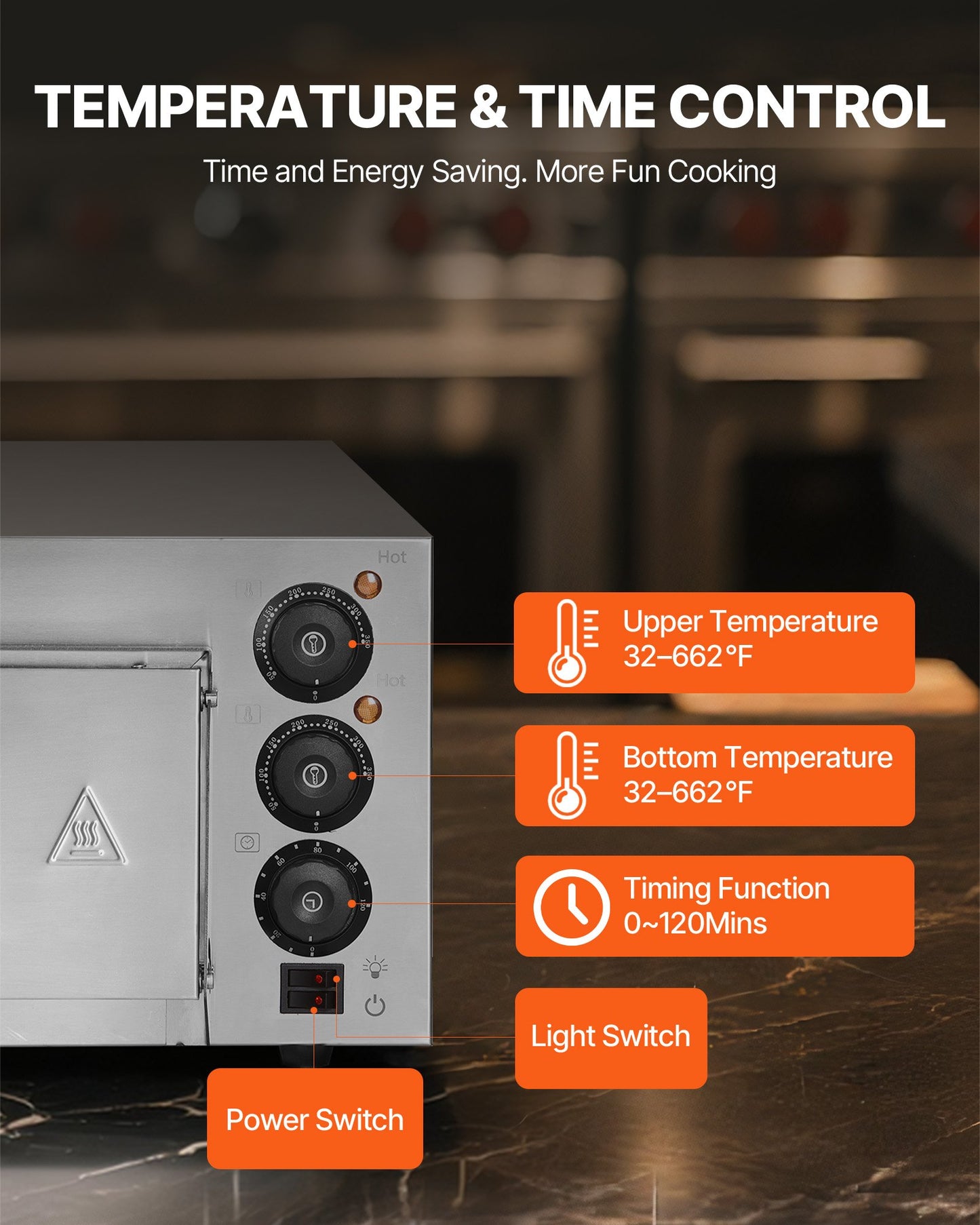 Gewerblicher Tischpizzaofen, elektrischer Pizzaofen für Pizzen bis 35,56 cm Durchmesser, für den Innenbereich