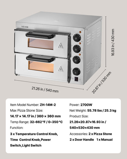 Gewerblicher Tischpizzaofen, elektrischer Pizzaofen für 35,6 cm Pizzen, für den Innenbereich