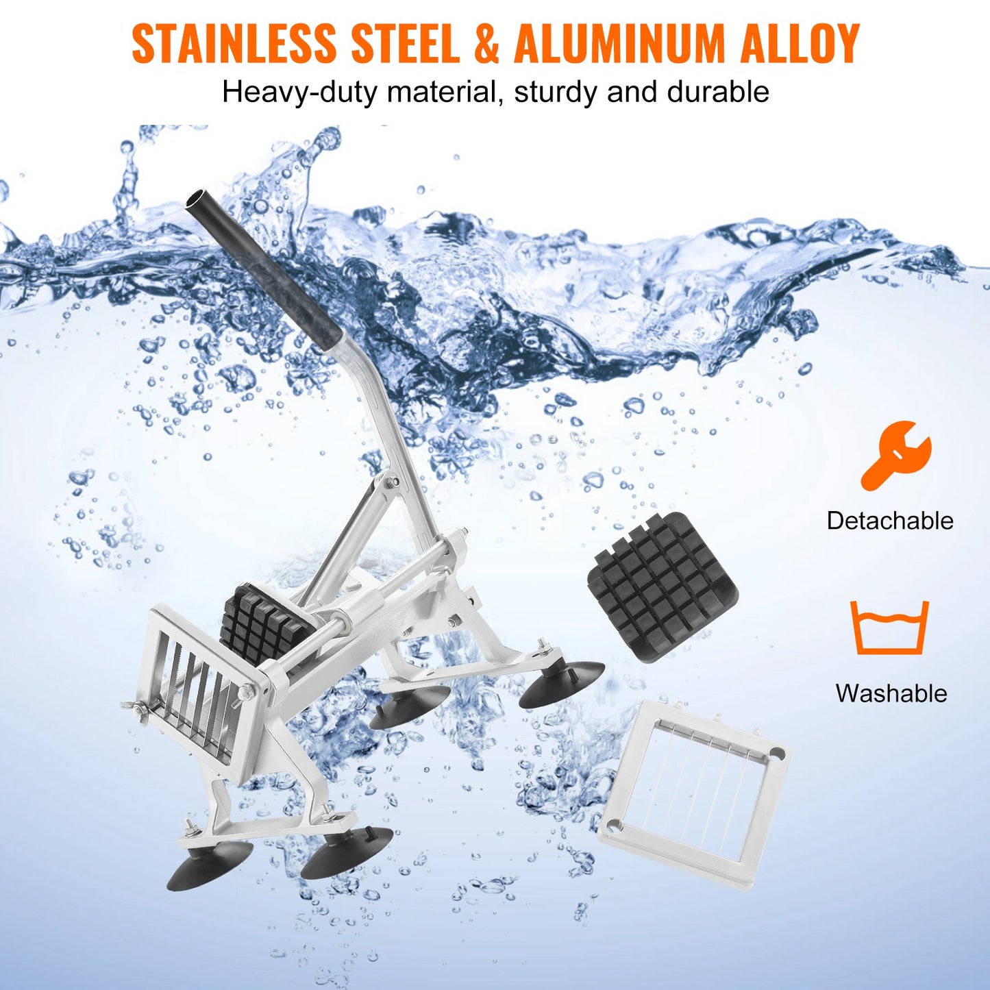 Gewerblicher Gemüseschneider, 1/2-Zoll-Obstschneider, Gemüseschneidemaschine aus Edelstahl und Aluminiumlegierung, manueller Schneider mit rutschfesten Füßen, für Radieschen, Zwiebeln, Kartoffeln, Zitronen