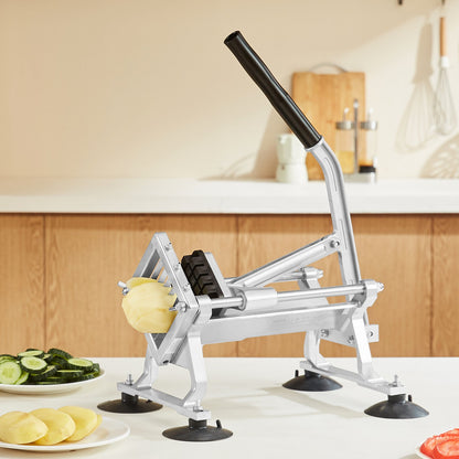 Gewerblicher Gemüseschneider, 1/2-Zoll-Obstschneider, Gemüseschneidemaschine aus Edelstahl und Aluminiumlegierung, manueller Schneider mit rutschfesten Füßen, für Radieschen, Zwiebeln, Kartoffeln, Zitronen
