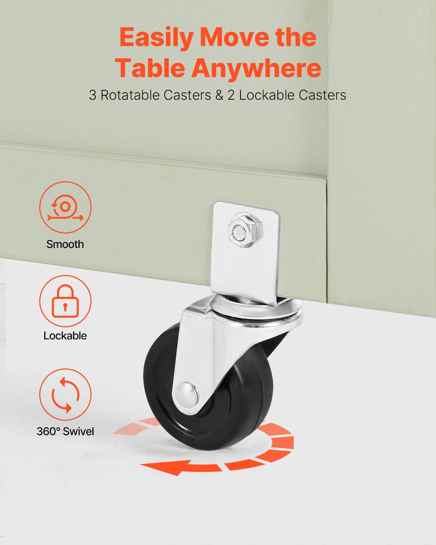 Zusammenklappbarer Nähtisch, vielseitiger Nähmaschinentisch mit kompaktem Design, Rollen, Holzstiften, Ablagefächern und Regal, Magnetverschluss, Bastelstation und Beistelltisch für Zuhause, Hellgrün