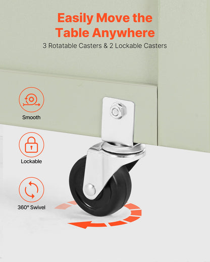 Zusammenklappbarer Nähtisch, vielseitiger Nähmaschinentisch mit kompaktem Design, Rollen, Holzstiften, Ablagefächern und Regal, Magnetverschluss, Bastelstation und Beistelltisch für Zuhause, Hellgrün