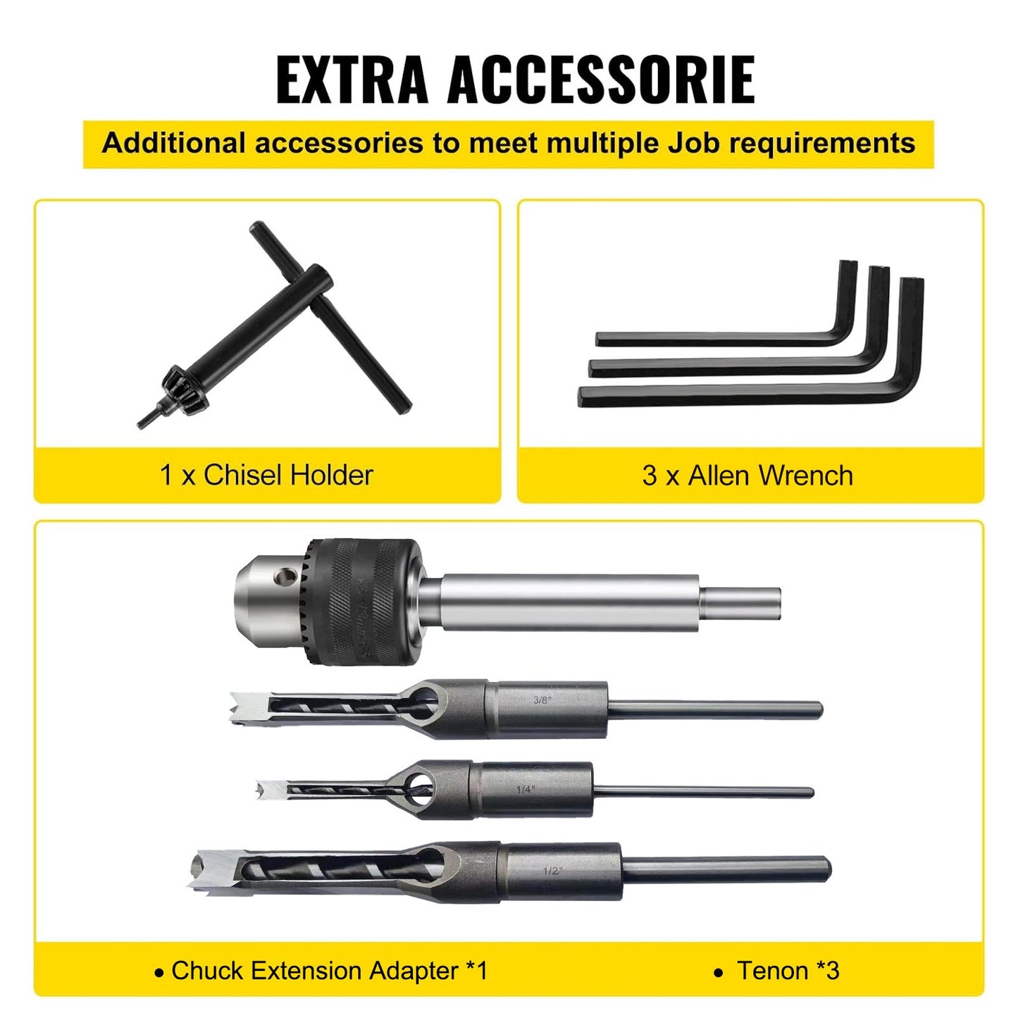 Woodworking Mortise Machine, 373 W(1/2 HP) 1400RPM Powermatic Mortiser, With Movable Work Bench Benchtop Mortising Machine, For Making Round Holes Square Holes Or Special Square Holes In Wood