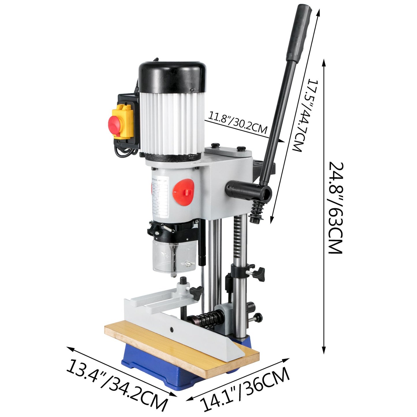 Bench Morticer 373 W(1/2 HP) 1400RPM Benchtop Drill Presses 27 kg(60 Pounds) Weigh Benchtop Mortising Machine 13mm Chuck Capacity For Internal grinding Metal Drilling Cutting Wooden Mortises