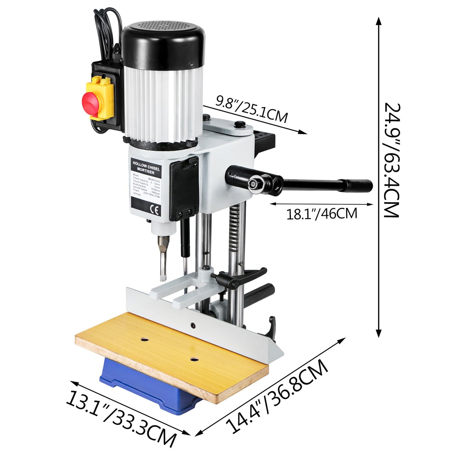 Holzbearbeitungs-Zapfenschneidmaschine, 750 W, 2800 U/min Powermatic Zapfenschneidmaschine, Hohlzapfenschneidmaschine mit Meißelbohrer-Sets, Tisch-Zapfenschneidmaschine, zum Herstellen von runden oder quadratischen Löchern in Holz