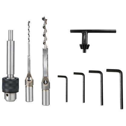 Holzbearbeitungs-Zapfenschneidmaschine, 750 W, 2800 U/min Powermatic Zapfenschneidmaschine, Hohlzapfenschneidmaschine mit Meißelbohrer-Sets, Tisch-Zapfenschneidmaschine, zum Herstellen von runden oder quadratischen Löchern in Holz