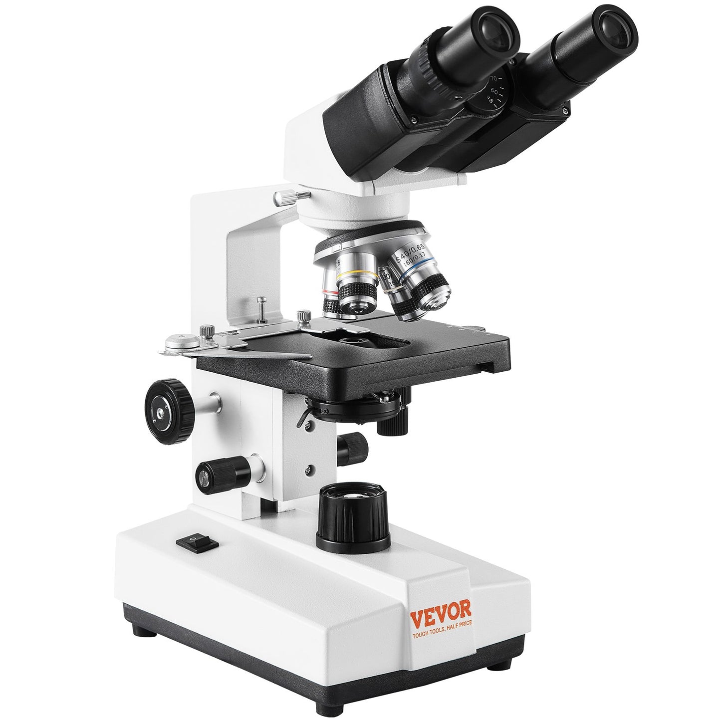 Binocular Compound Microscope, 40X-2500X Magnification, Binocular Compound Lab Microscope with LED Illumination, Two-Layer Mechanical Stage, Includes Phone Holder & Microscope Slides