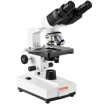 Binocular Compound Microscope, 40X-2500X Magnification, Binocular Compound Lab Microscope with LED Illumination, Two-Layer Mechanical Stage, Includes Phone Holder & Microscope Slides