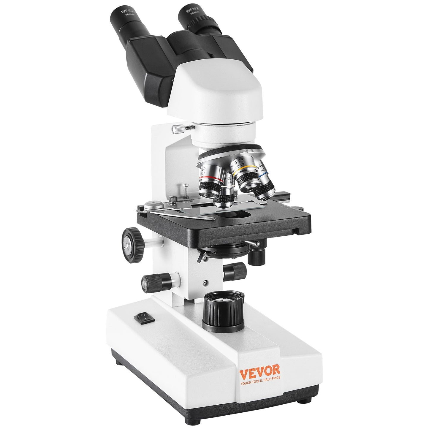 Binocular Compound Microscope, 40X-2500X Magnification, Binocular Compound Lab Microscope with LED Illumination, Two-Layer Mechanical Stage, Includes Phone Holder & Microscope Slides