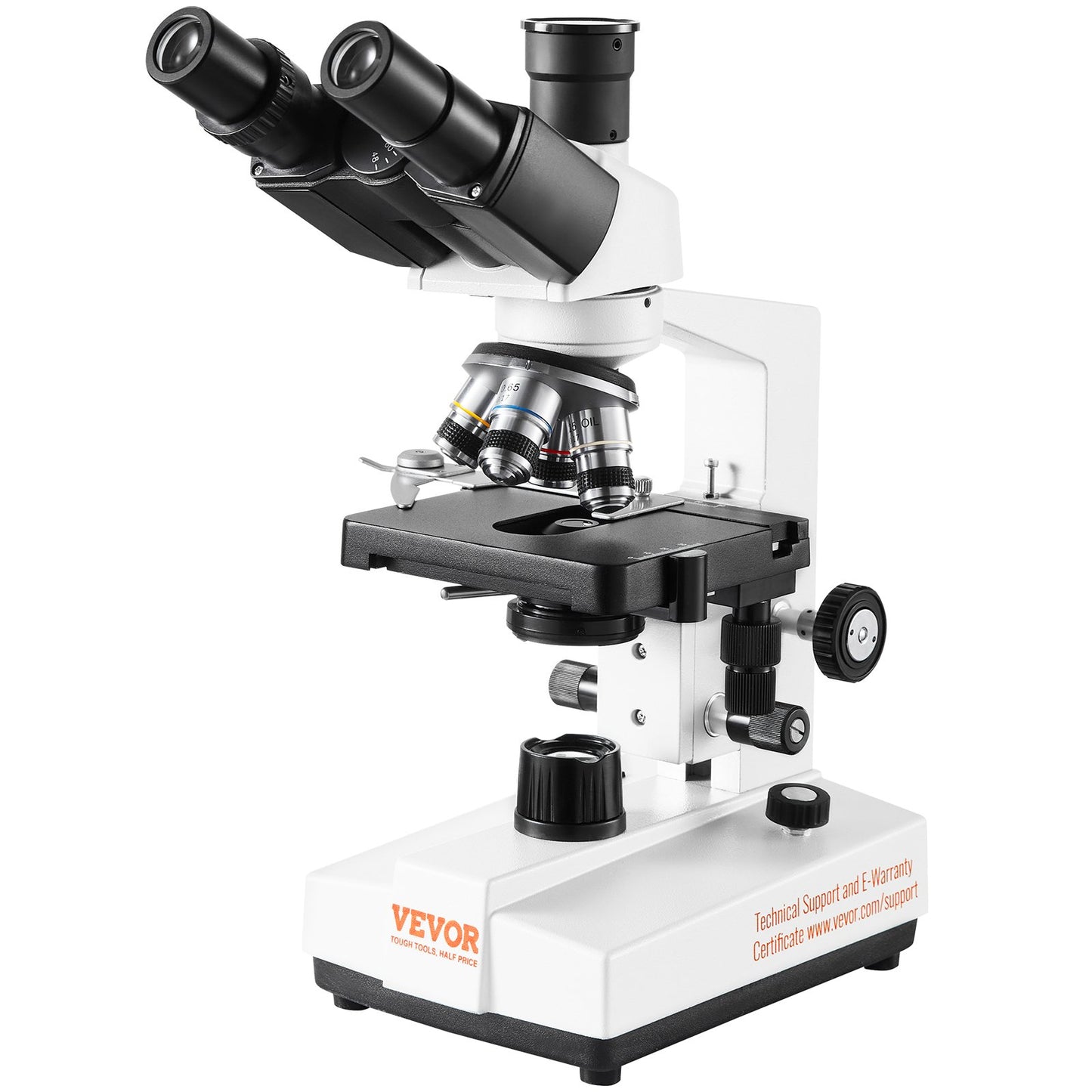 Compound Trinocular Microscope 40X-2500 Magnification Lab Microscope with LED Illumination & External Interface