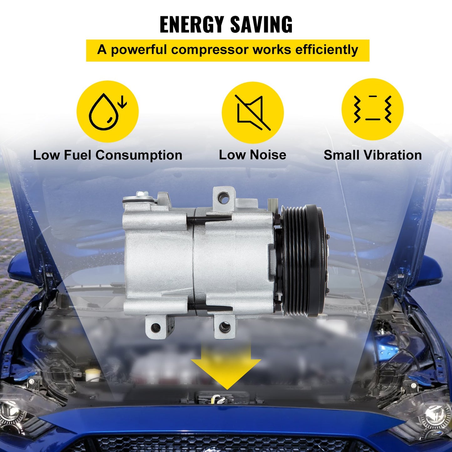 CO 101290C (4L3Z19703AB) Universal Air Conditioner AC Compressor for 93-07 Ford Lincoln Mercury Thunderbird F150 4.2L 4.6L 5.4L 6.8L FS10 A/C Compressor Assembly 58129 57129 58165 57165