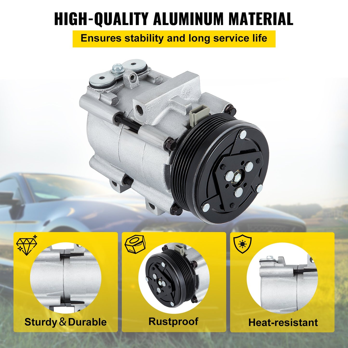 CO 101290C (4L3Z19703AB) Universal Air Conditioner AC Compressor for 93-07 Ford Lincoln Mercury Thunderbird F150 4.2L 4.6L 5.4L 6.8L FS10 A/C Compressor Assembly 58129 57129 58165 57165