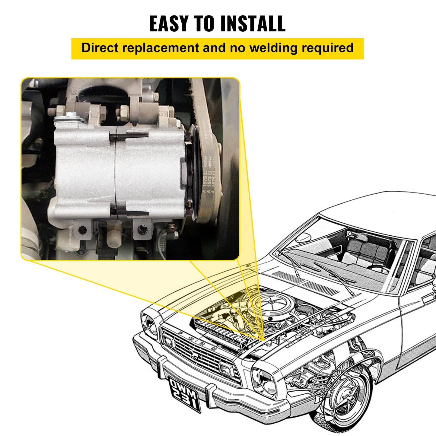 CO 101290C (4L3Z19703AB) Universal Air Conditioner AC Compressor for 93-07 Ford Lincoln Mercury Thunderbird F150 4.2L 4.6L 5.4L 6.8L FS10 A/C Compressor Assembly 58129 57129 58165 57165