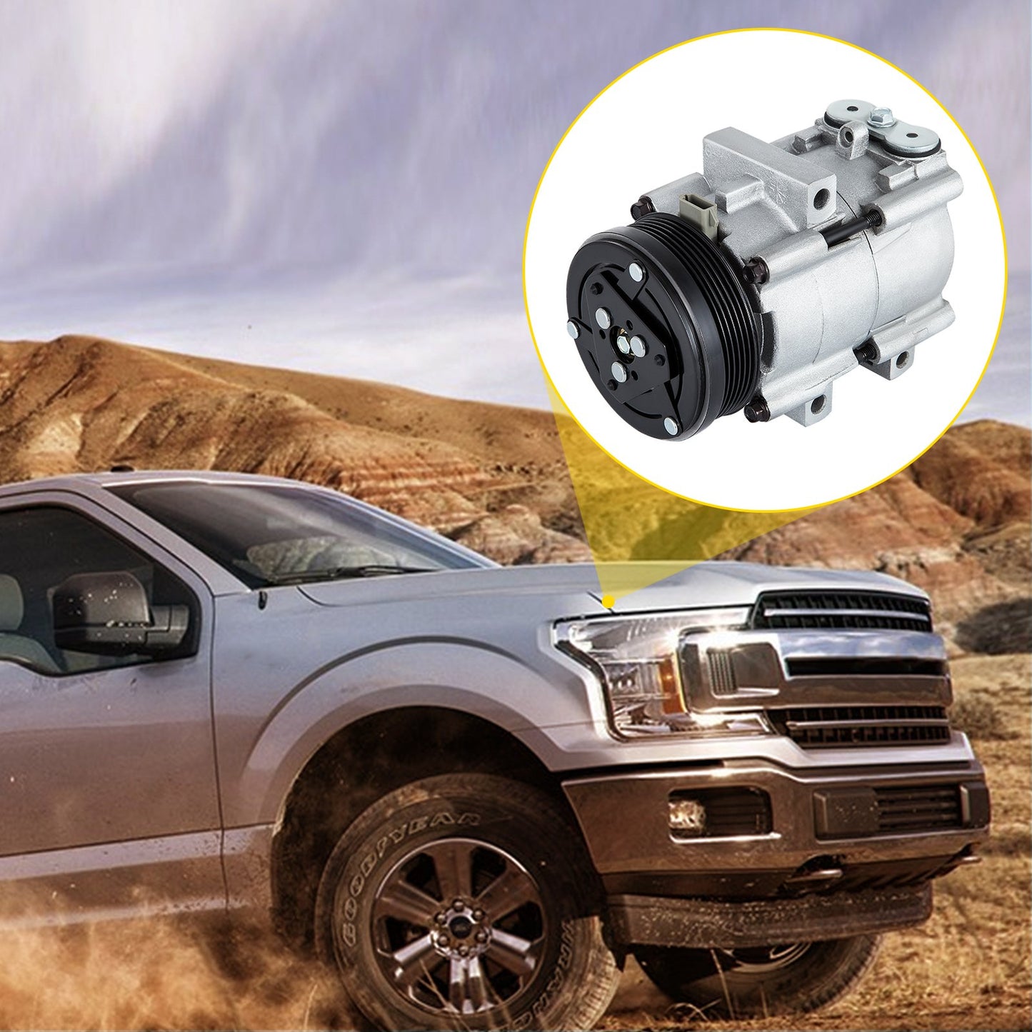 CO 101290C (4L3Z19703AB) Universal Air Conditioner AC Compressor for 93-07 Ford Lincoln Mercury Thunderbird F150 4.2L 4.6L 5.4L 6.8L FS10 A/C Compressor Assembly 58129 57129 58165 57165