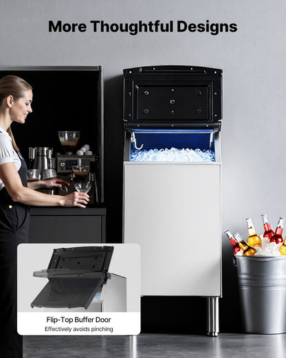 Gewerblicher Eisbehälter für Eismaschinen, 136 kg Fassungsvermögen, Edelstahl, mit verstellbaren, rutschfesten Gummifüßen, geeignet für Restaurants, Hotels und Getränkegeschäfte