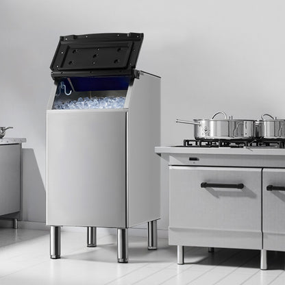 Gewerblicher Eisbehälter für Eismaschinen, 136 kg Fassungsvermögen, Edelstahl, mit verstellbaren, rutschfesten Gummifüßen, geeignet für Restaurants, Hotels und Getränkegeschäfte