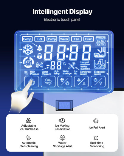 Commercial Ice Maker 500 lbs/24 h Self-Cleaning Ice Machine - Head Only
