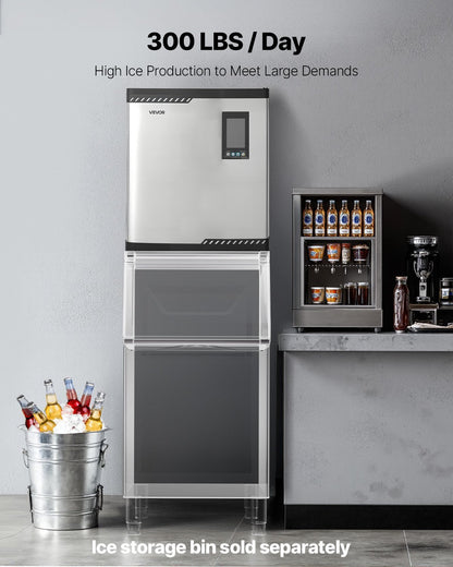 Gewerbliche Eismaschine – Prozessor, 136 kg/Tag, Edelstahl, mit programmierter Eisproduktion, Selbstreinigung, einstellbarer Eisdicke, ideal für Restaurants, Bars, Cafés und Hotels – nur Prozessor