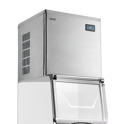 Gewerbliche Eismaschine – Prozessorkopf, 204 kg/Tag, Edelstahl-Eismaschine mit programmierter Eisproduktion, Selbstreinigung, einstellbarer Eisdicke, ideal für Restaurants, Bars, Cafés und Hotels – nur Prozessorkopf