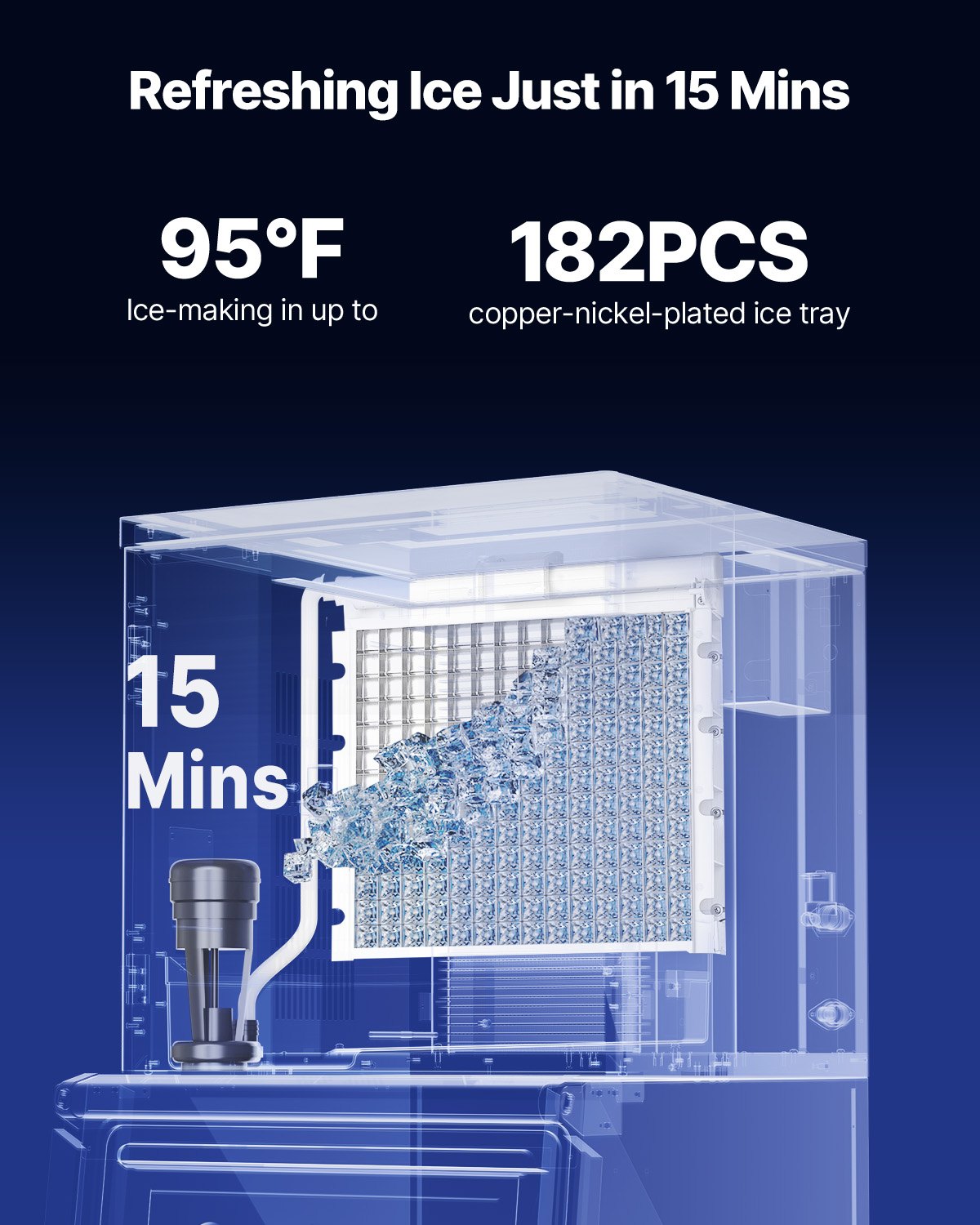 Gewerbliche Eismaschine – Eismaschine (nur Gehäuse), 250 kg/Tag, Edelstahl, mit programmierter Eisproduktion, Selbstreinigung, einstellbarer Eisdicke, ideal für Restaurants, Bars, Cafés und Hotels.