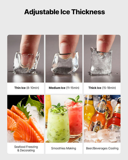 Gewerbliche Eismaschine – Eismaschine (nur Gehäuse), 250 kg/Tag, Edelstahl, mit programmierter Eisproduktion, Selbstreinigung, einstellbarer Eisdicke, ideal für Restaurants, Bars, Cafés und Hotels.