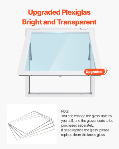 Verkaufsfenster 92x92 cm, Servicefenster mit Aluminiumlegierungsrahmen für Imbisswagen, bis zu 85 Grad schwenkbares Standfenster mit Markisentür und Zughaken, regendicht für Verkaufsanhänger