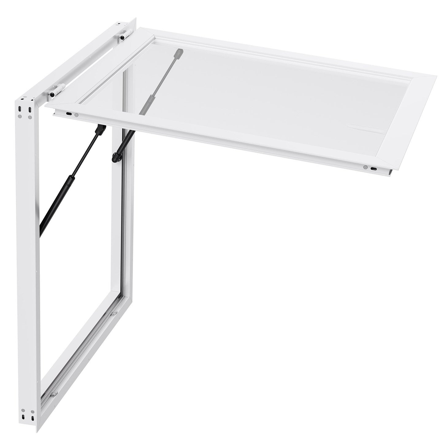 Verkaufsfenster 92x92 cm, Servicefenster mit Aluminiumlegierungsrahmen für Imbisswagen, bis zu 85 Grad schwenkbares Standfenster mit Markisentür und Zughaken, regendicht für Verkaufsanhänger