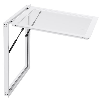 Verkaufsfenster 92x92 cm, Servicefenster mit Aluminiumlegierungsrahmen für Imbisswagen, bis zu 85 Grad schwenkbares Standfenster mit Markisentür und Zughaken, regendicht für Verkaufsanhänger