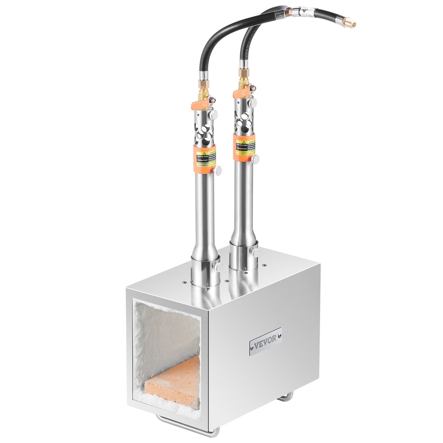 Tragbare Propangas-Esse, 2-flammige Hufschmiede-Esse, 2600℉ Werkzeug- und Messerschmiede-Gas-Esse, Großvolumige quadratische Edelstahl-Gas-Schmiedewerkzeuge und -ausrüstung für die Metallschmiedekunst