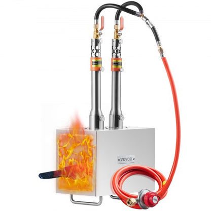 Tragbare Propangas-Esse, 2-flammige Hufschmiede-Esse, 2600℉ Werkzeug- und Messerschmiede-Gas-Esse, Großvolumige quadratische Edelstahl-Gas-Schmiedewerkzeuge und -ausrüstung für die Metallschmiedekunst