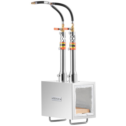 Tragbare Propangas-Esse, 2-flammige Hufschmiede-Esse, 2600℉ Werkzeug- und Messerschmiede-Gas-Esse, Großvolumige quadratische Edelstahl-Gas-Schmiedewerkzeuge und -ausrüstung für die Metallschmiedekunst