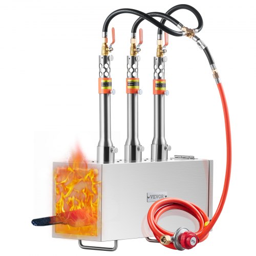 Tragbare Propangas-Schmiede, 3-flammige Hufschmiede-Schmiede, 2600℉ Gasschmiede für Werkzeug- und Messerherstellung, große Kapazität, quadratische Edelstahl-Gasschmiedewerkzeuge und -ausrüstung für die Metallschmiedekunst