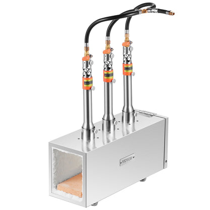 Portable Propane Forge, 3 Burner Farrier Forge, 2600℉ Tool and Knife Making Blacksmithing Gas Forge, Large Capacity Square Stainless Steel Gas Forging Tools and Equipment for Metal Forging