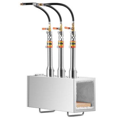 Portable Propane Forge, 3 Burner Farrier Forge, 2600℉ Tool and Knife Making Blacksmithing Gas Forge, Large Capacity Square Stainless Steel Gas Forging Tools and Equipment for Metal Forging