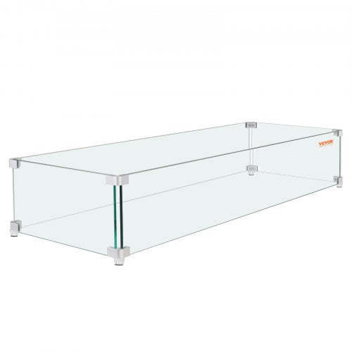 Windschutz für Feuerstelle, 96,5 x 26,7 x 15,2 cm (38 x 10,5 x 6 Zoll) großer, rechteckiger Glasschutz, 0,8 cm (0,3 Zoll) dicke Feuerplatte, Flammenschutz aus klarem Sicherheitsglas, stabiler Windschutz für Propangas, Gas und den Außenbereich