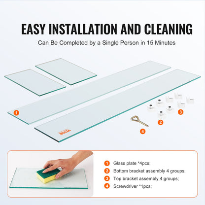 Windschutz für Feuerstelle, 96,5 x 26,7 x 15,2 cm (38 x 10,5 x 6 Zoll) großer, rechteckiger Glasschutz, 0,8 cm (0,3 Zoll) dicke Feuerplatte, Flammenschutz aus klarem Sicherheitsglas, stabiler Windschutz für Propangas, Gas und den Außenbereich