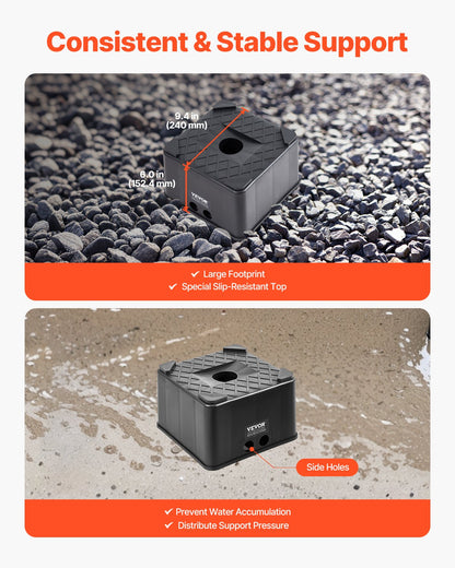 Stützblock für Wohnwagen, 15 cm hoher, hochbelastbarer Nivellierblock für Wohnmobile mit einer Tragkraft von 2722 kg, Stützfuß für Wohnmobile, Motorradständer, Hocker, Campingzubehör für Wohnwagen, Sattelauflieger und Wohnmobile der Klasse A/C