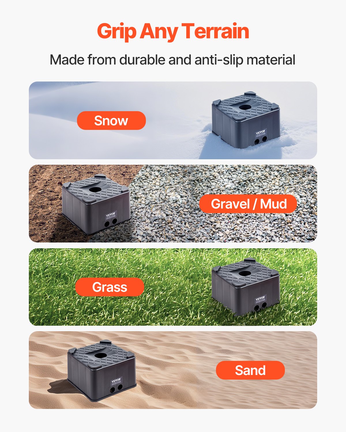 Stützblock für Wohnwagen, 15 cm hoher, hochbelastbarer Nivellierblock für Wohnmobile mit einer Tragkraft von 2722 kg, Stützfuß für Wohnmobile, Motorradständer, Hocker, Campingzubehör für Wohnwagen, Sattelauflieger und Wohnmobile der Klasse A/C