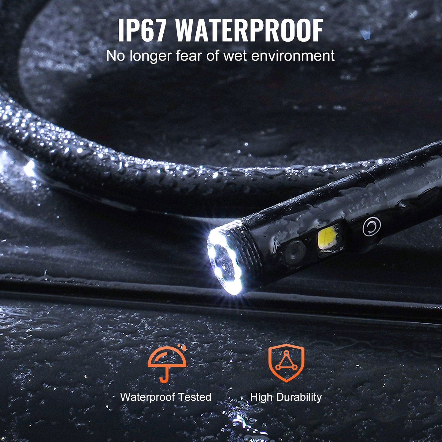 Endoscope Camera with Lights Triple Lens Borescope 499.9 cm Cable 12.7 cm Screen