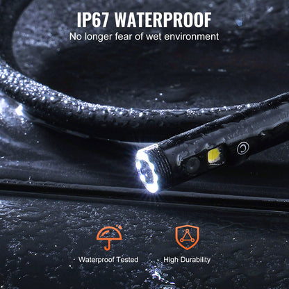 Endoscope Camera with Lights Triple Lens Borescope 499.9 cm Cable 12.7 cm Screen