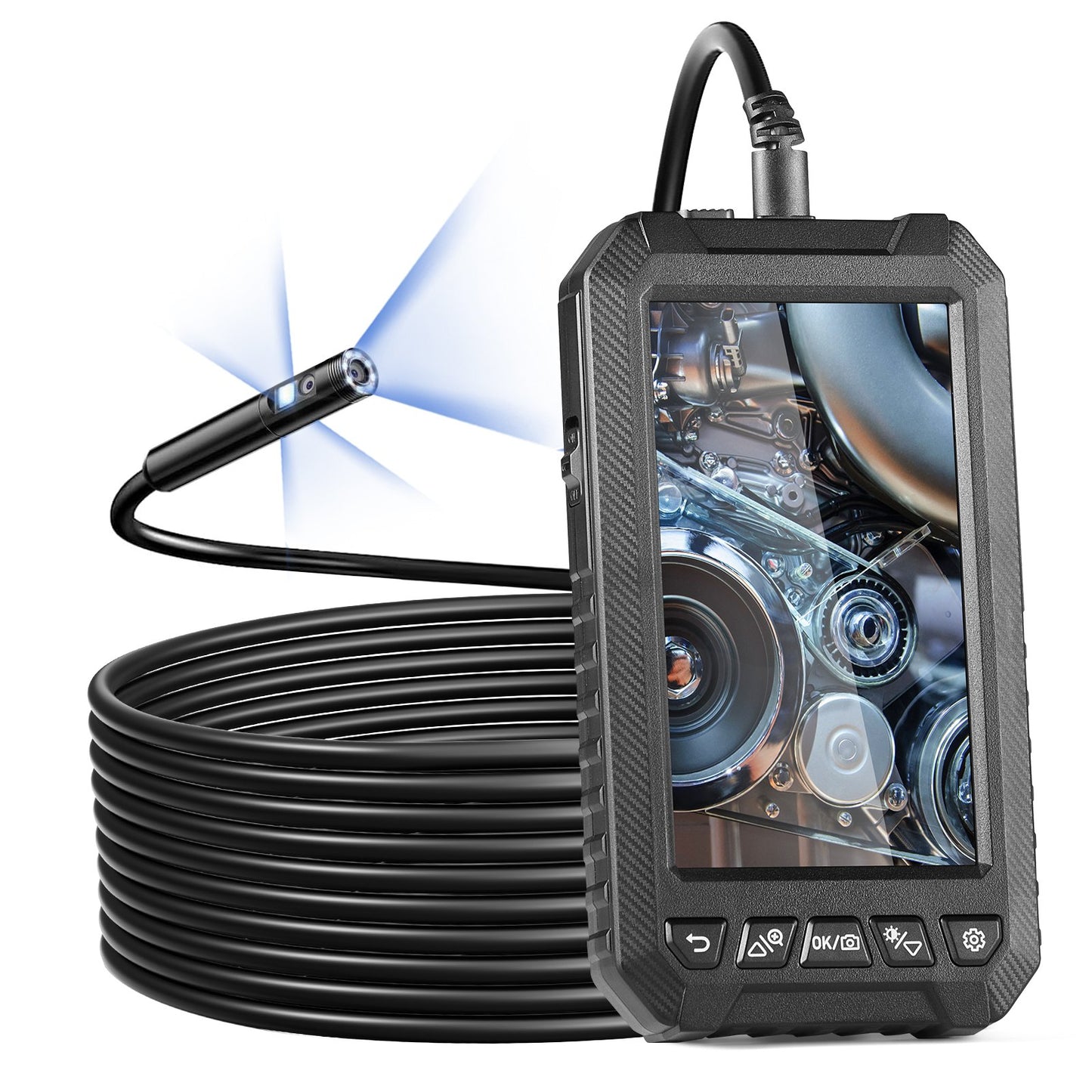 Endoscope Camera with Lights Triple Lens Borescope 499.9 cm Cable 12.7 cm Screen