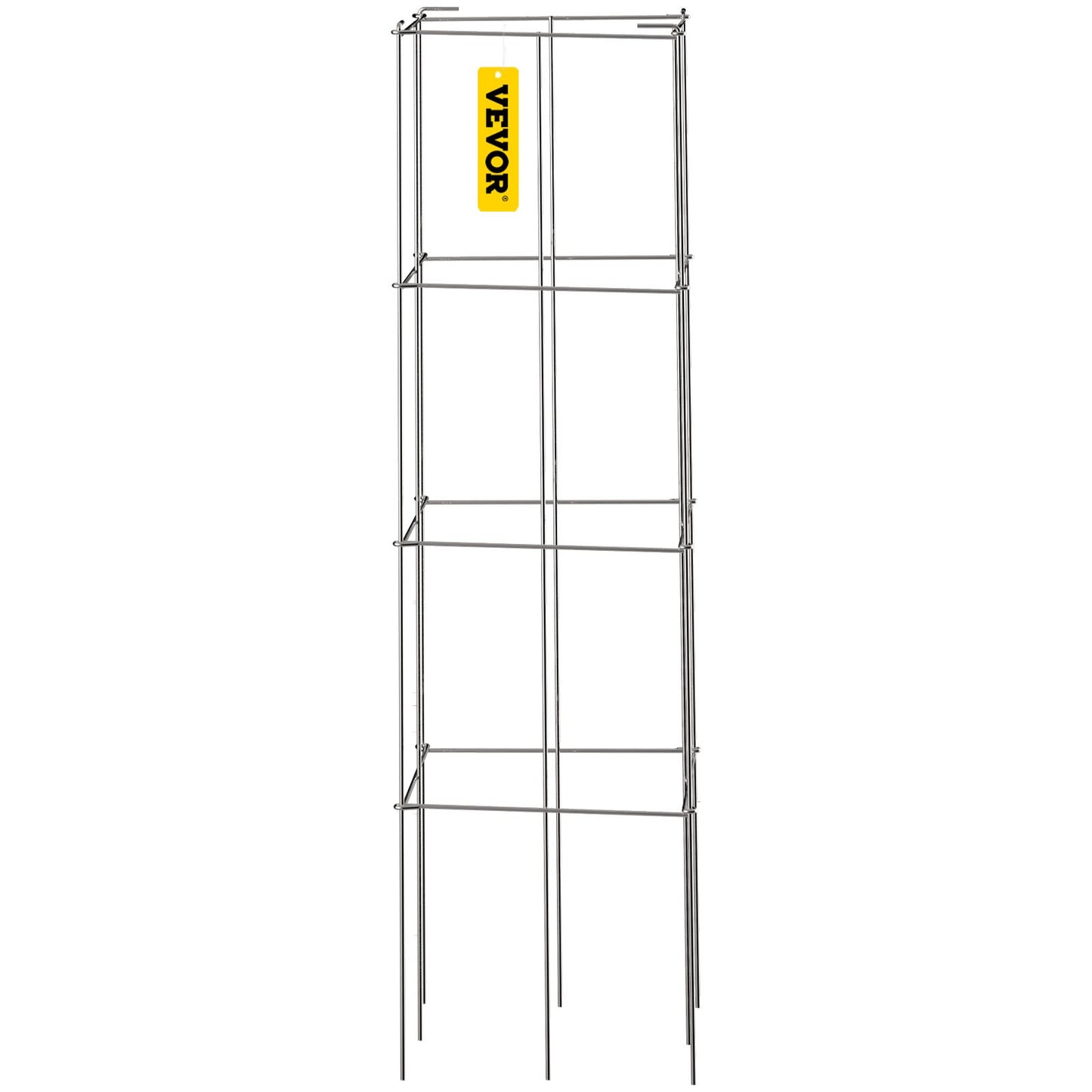 Tomato Cages, 11.8" x 11.8" x 46.1", 10 Packs Square Plant Support Cages, Silver PVC-Coated Steel Tomato Towers for Climbing Vegetables, Plants, Flowers, Fruits