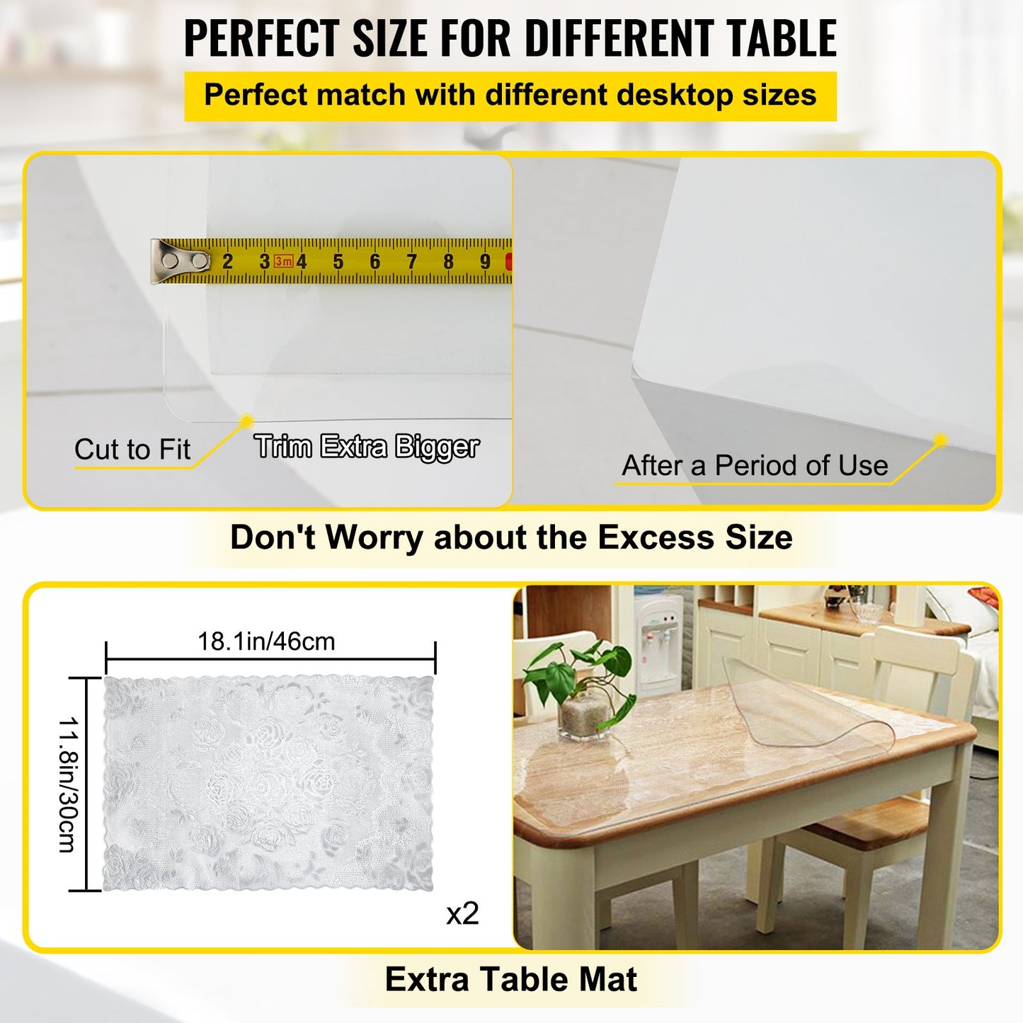 Plastic Table Cover 42 x 78 Inch, 1.5 mm Thick Clear Table Protector, Rectangle Clear Desk Mat, Waterproof & Easy Cleaning for Office Dresser Night Stand