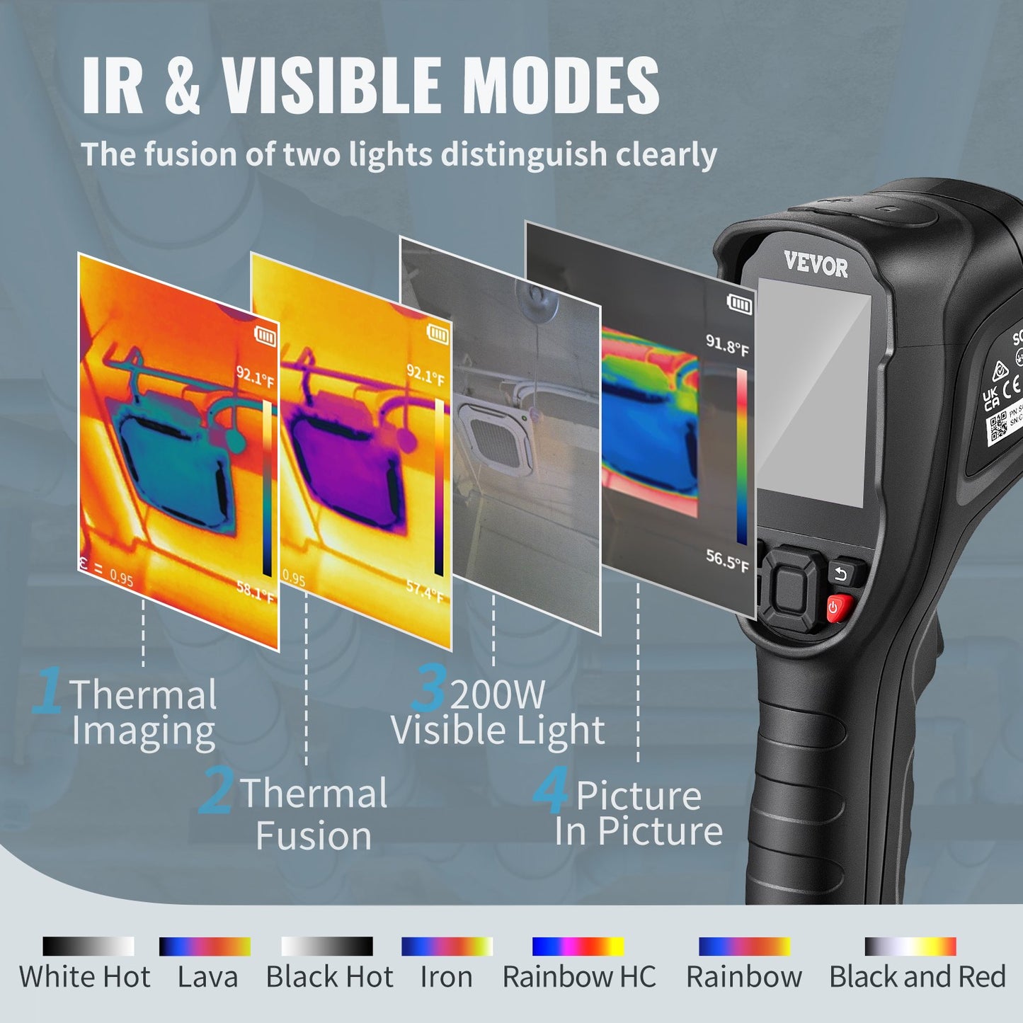 Thermal Imaging Camera, 320 x 240 Pixels Super Resolution with 2MP Visual Camera, 25Hz Refresh Rate Infrared Camera with -4℉~1022℉ Temp, 64G SD Card and Rechargeable Li-ion Battery